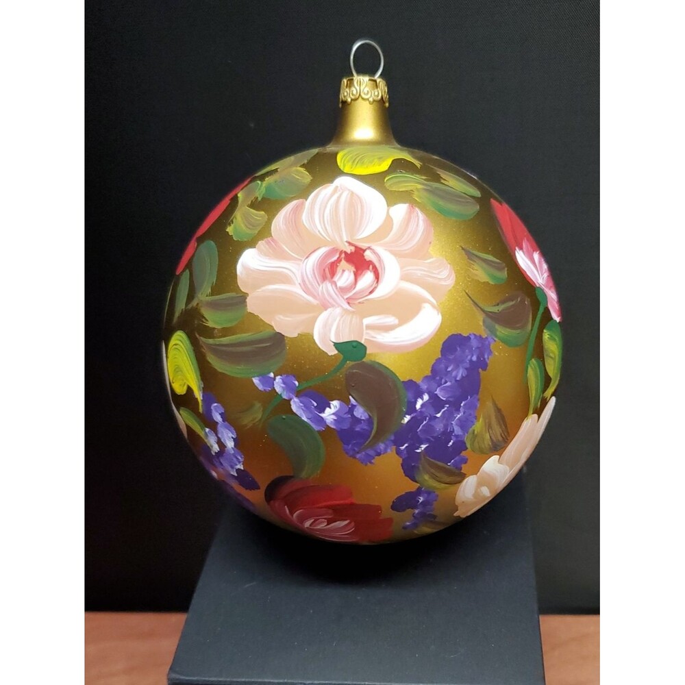 Vintage Saks Fifth Avenue Handpainted 4" Christmas Ball Ornament Made in Italy